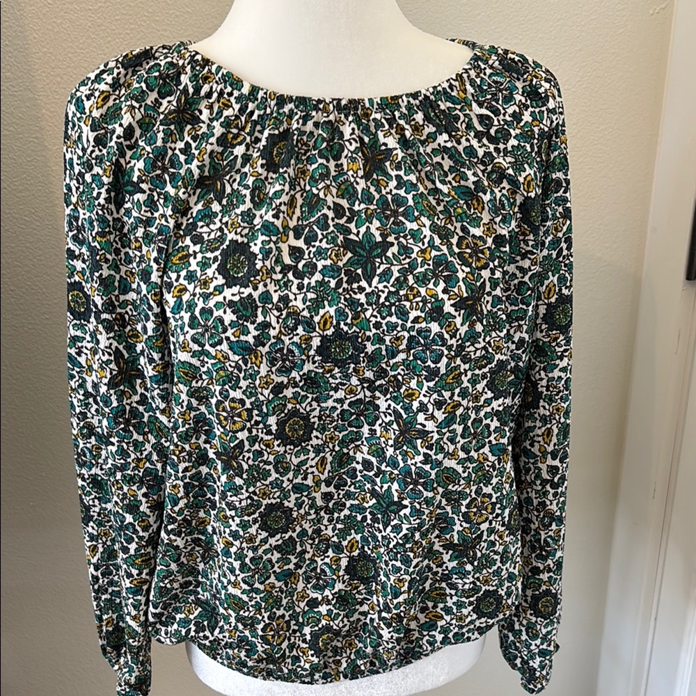 LOFT Floral Green Blouse  NEW - Medium